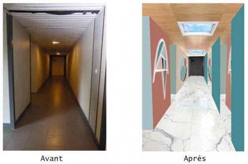 Couloirs-avant-après , Espace commun 