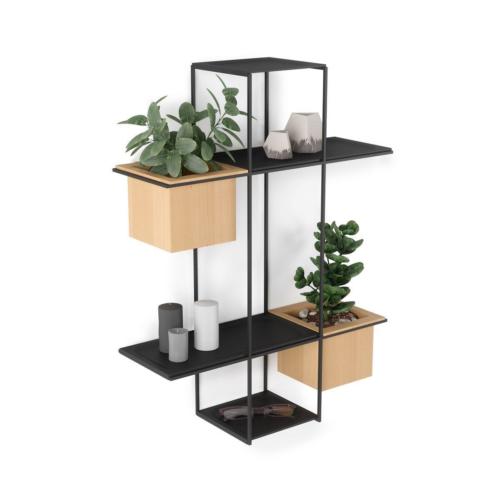 Etagère multiple CUBIST avec 2 porte plantes intégrés